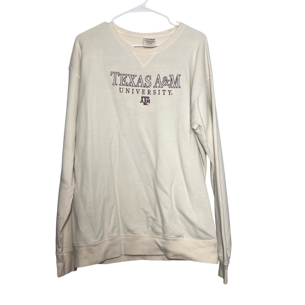 Texas A&M Aggies Crewneck Sweatshirt M Cream Maroon Embroidered Comfort Wash